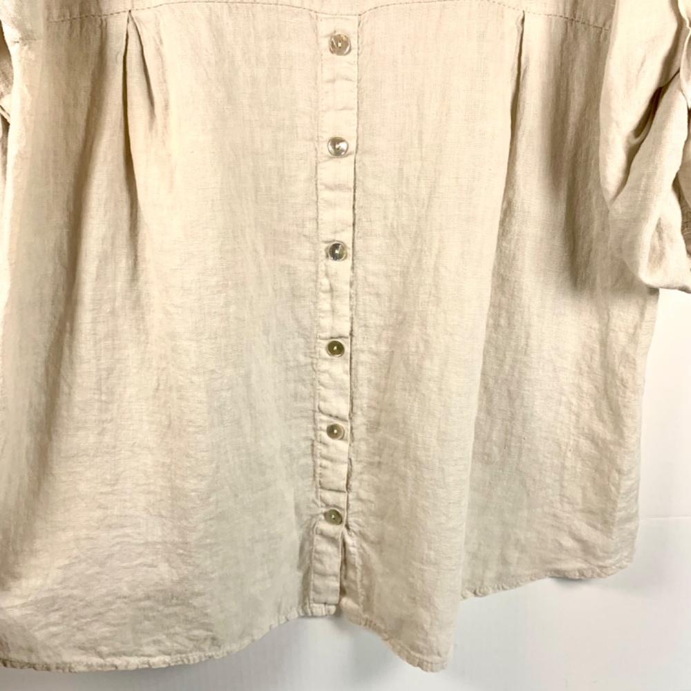 Boho chic 100% Linen Made in Italy tan/beige high low top buttons spring/beach - Picture 10 of 16